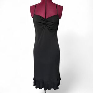 Y2K BCBG Gorgeous Black Midi Dress with Ruffle Hem
